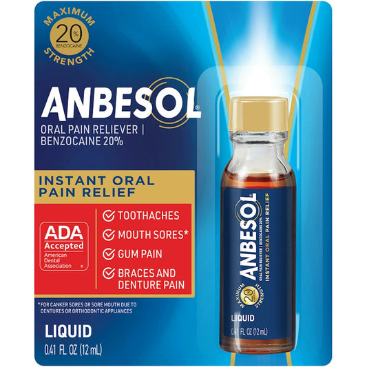 Anbesol Instant Oral Pain Relief Maximum Strength Liquid 0.41 Fl Oz