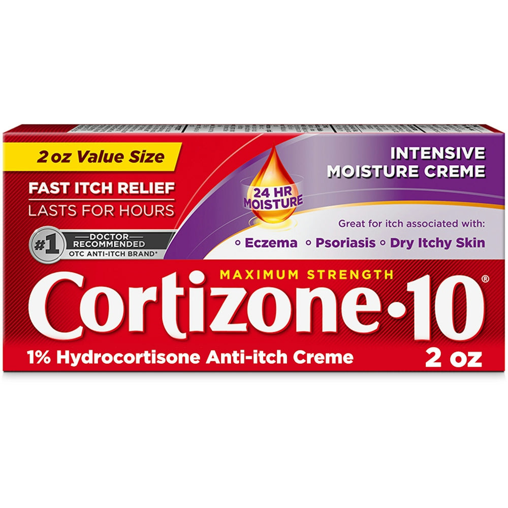 Cortizone 10 Maximum Strength Intensive Moisture Anti-Itch Creme Value Size, 2 Oz, 2 Ounce