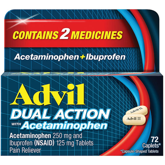 Advil Dual Action Ibuprofen And Acetaminophen Pain Relief Coated Caplets