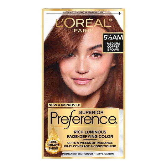Superior Preference Fade-Defying Color And Shine System, Level 3 Permanent, Medium Copper Brown, 5 1/2 Warmer