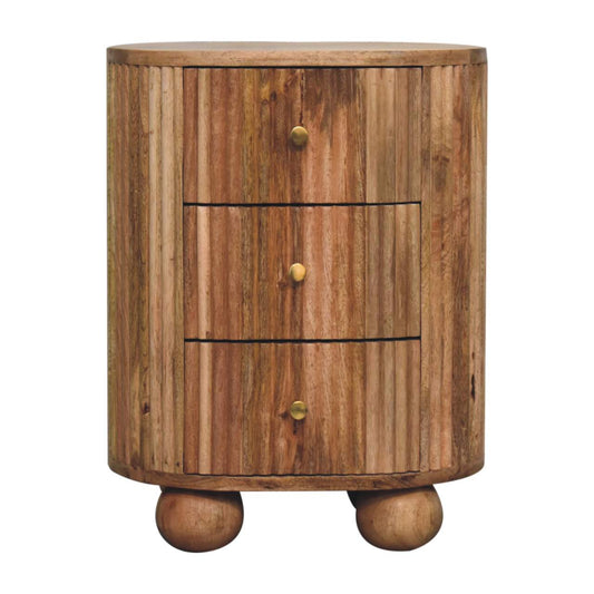 Solid Wood Soba Ball 3-Drawer Bedside Table