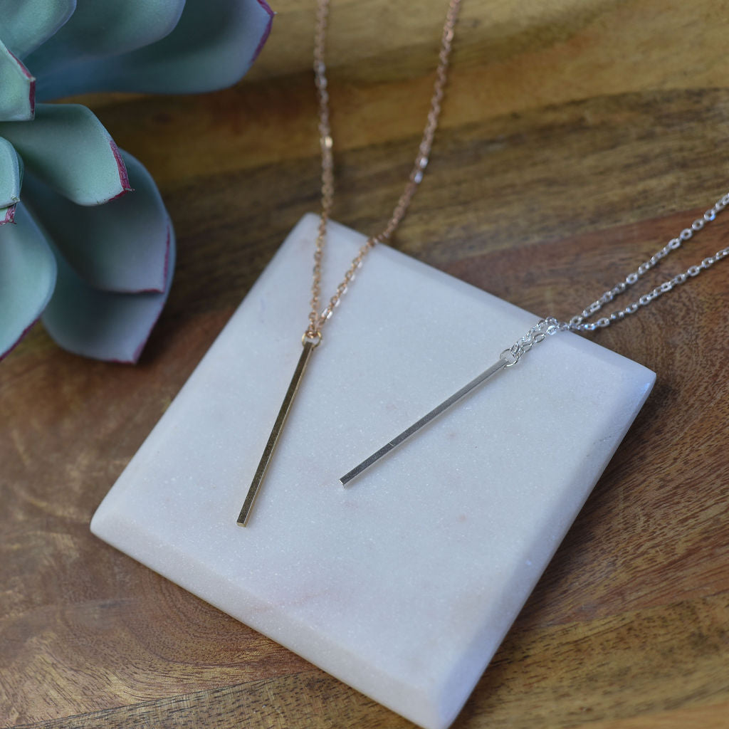 Long Bar Pendant Necklace