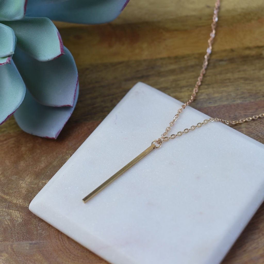 Long Bar Pendant Necklace