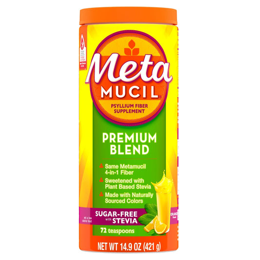 Metamucil Premium Psyllium Stevia Fiber Powder Orange 14.9Oz