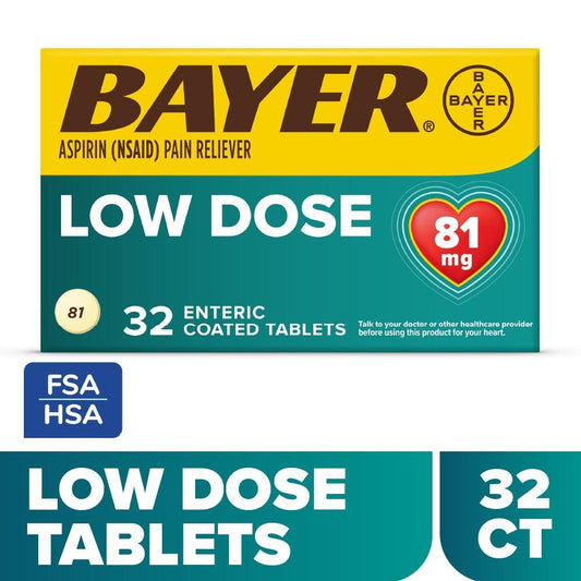 Bayer Aspirin (Nsaid) Pain Reliever, Low Dose, 81 Mg, Enteric Coated Tablets