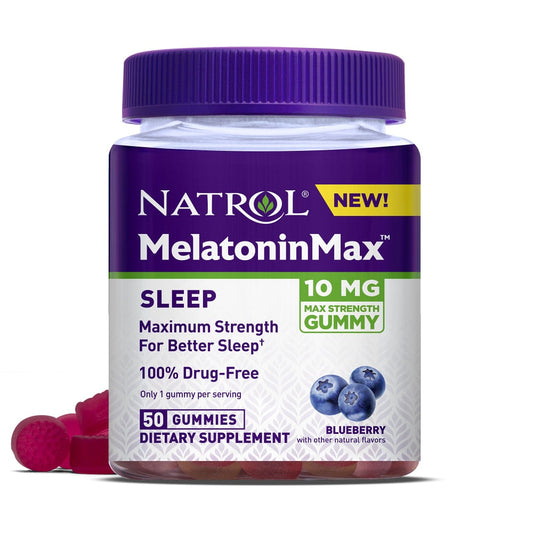 Natrol Melatonin Max, Sleep, 10 Mg, Gummies, Blueberry