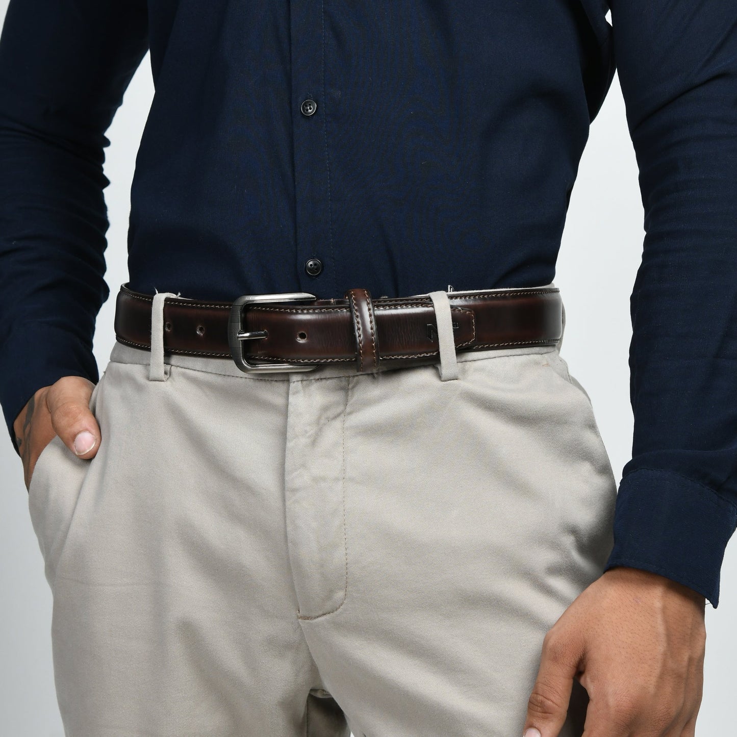 Eclipse Dark Brown Leather Belt
