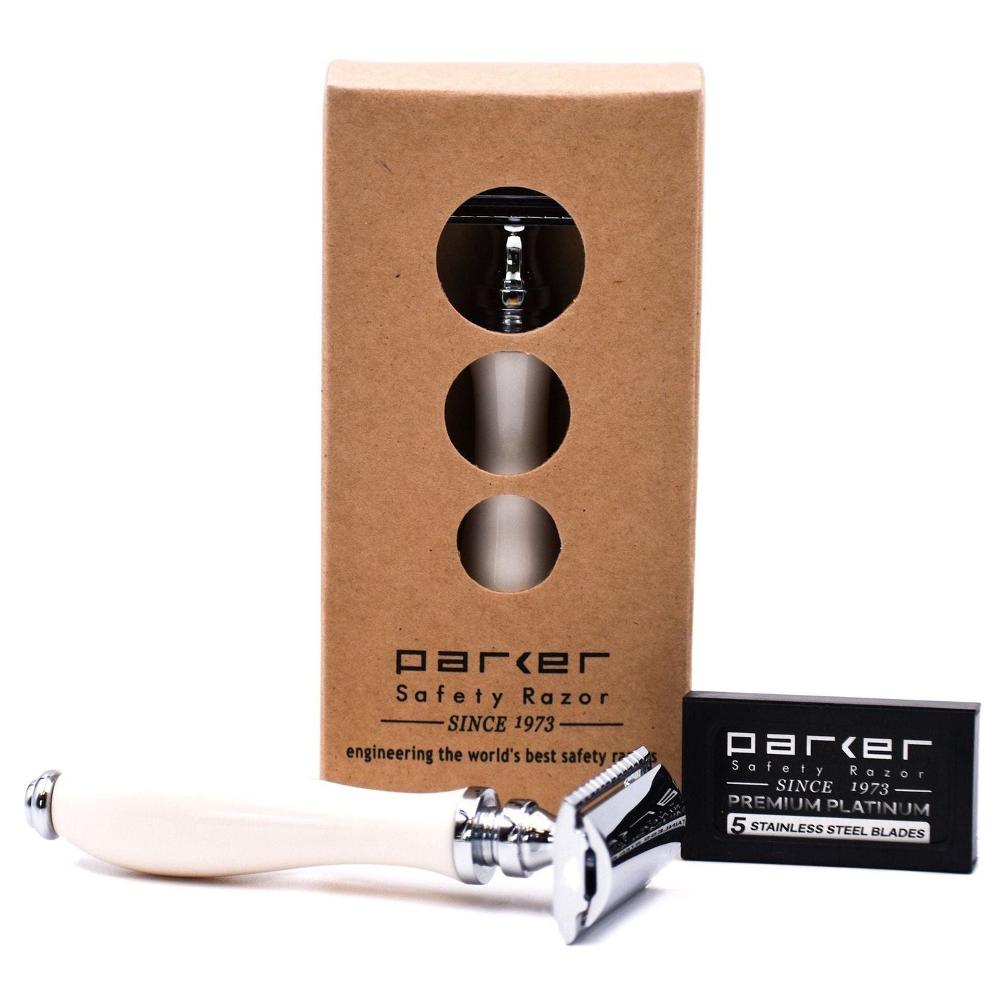 Parker 111W White Resin Handle Safety Razor