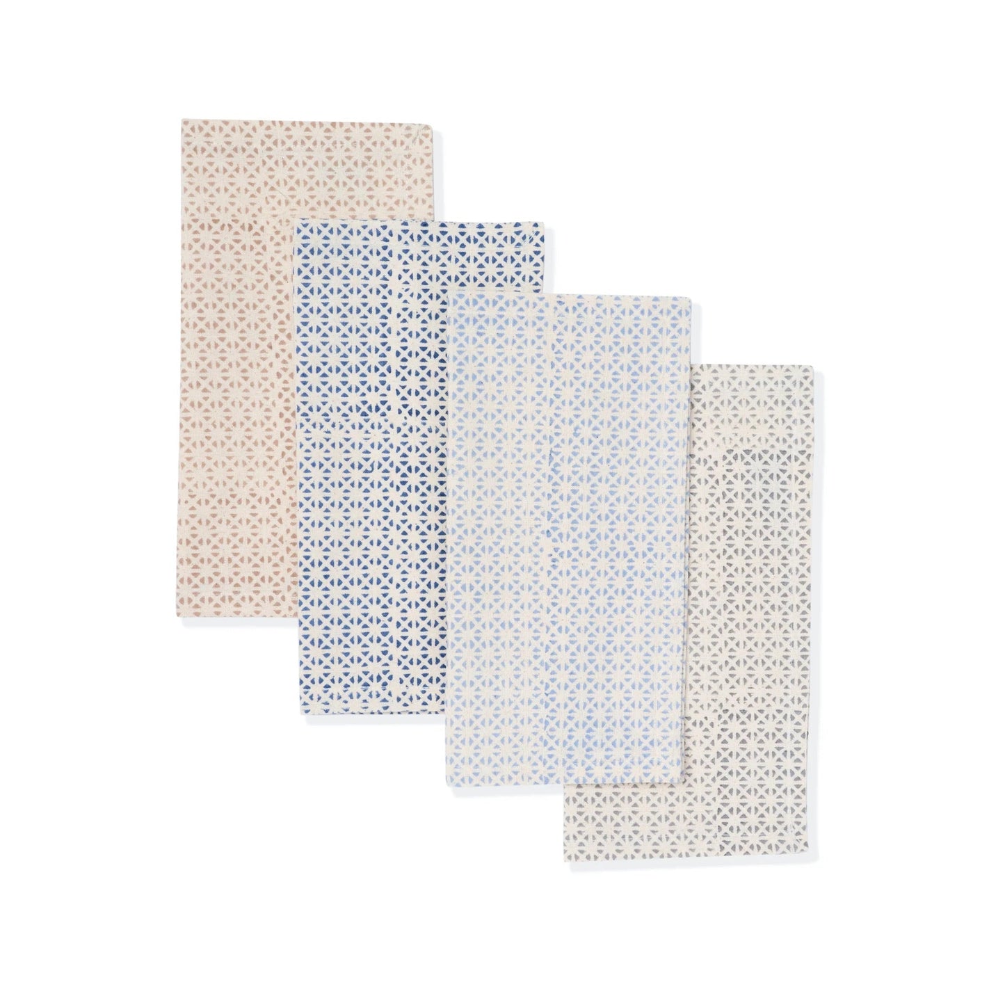 SOLACE Hand Block Printed Napkins – Set of 4. Cotton – Fair Trade – Artisan Made