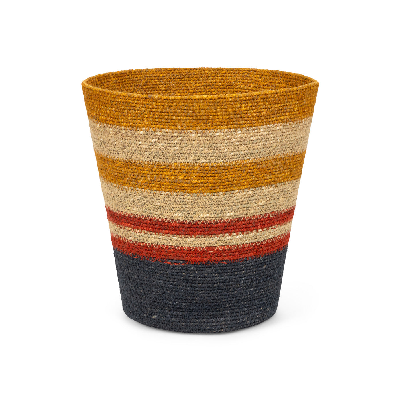 Striped Seagrass Waste Paper Basket in Tuscan / Guardsman Red
