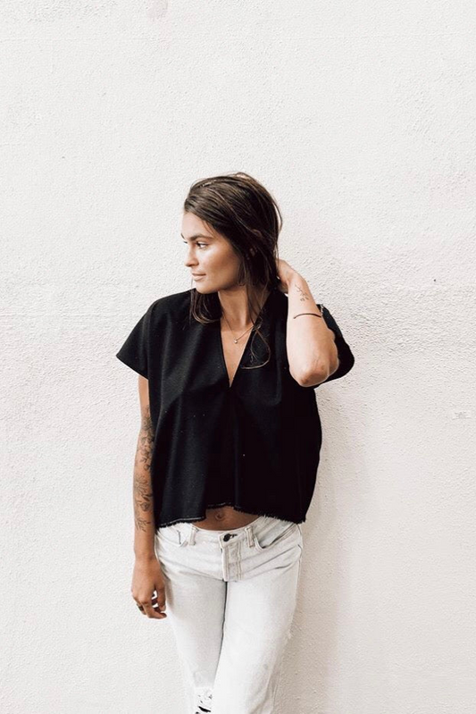 Zero Waste Black Silk Market Top