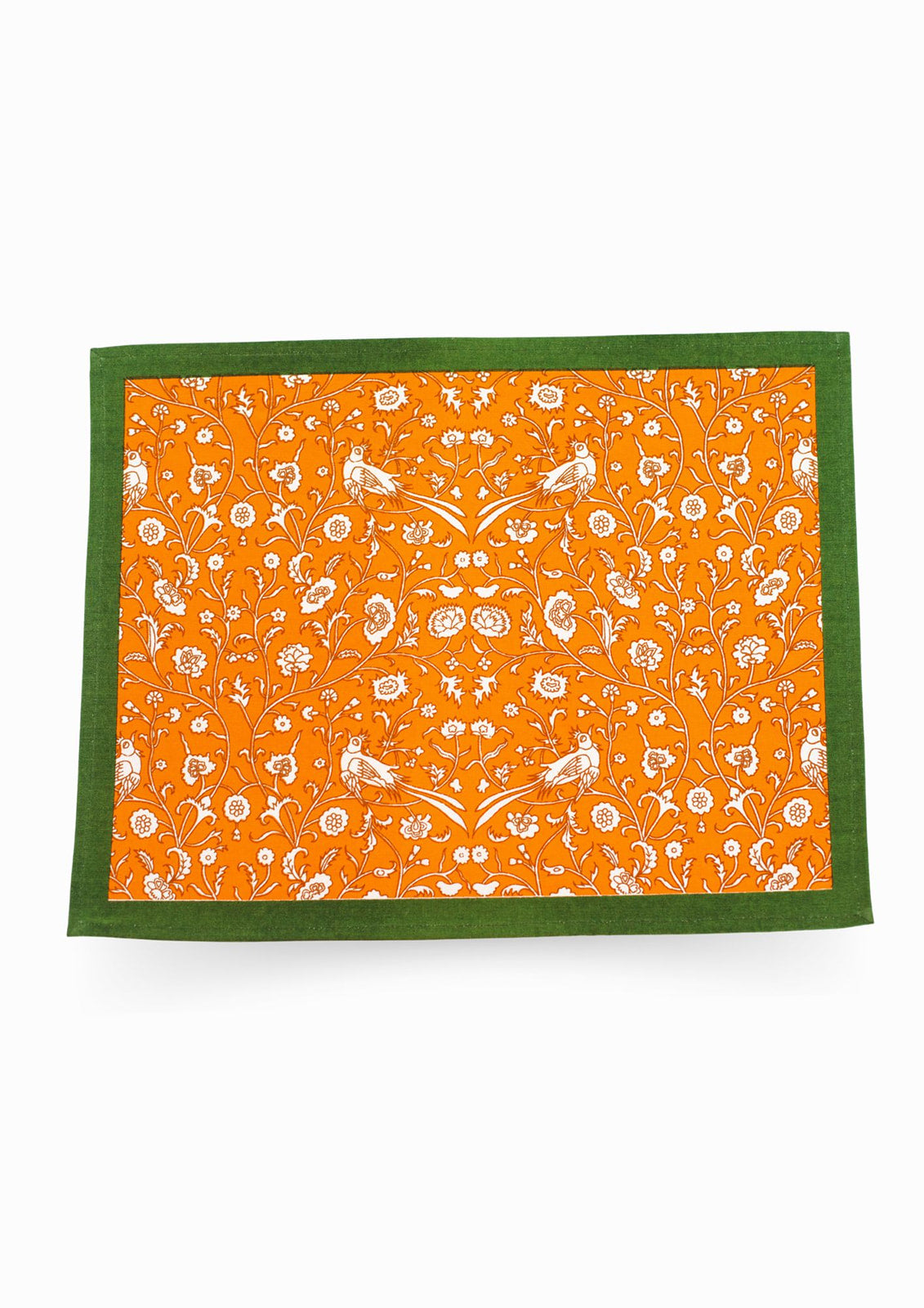 Birds of a Feather Orange Blockprint Placemat, Set of 2