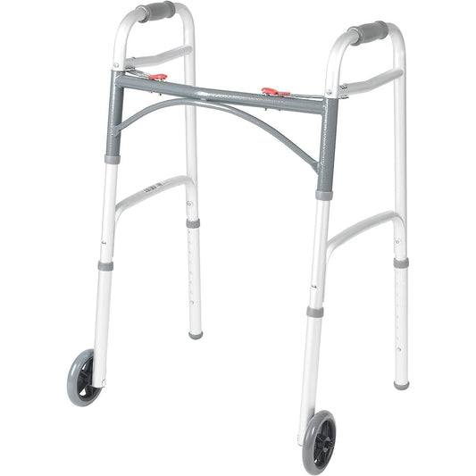 Drive Medical 2-Button Folding Walker With Wheels