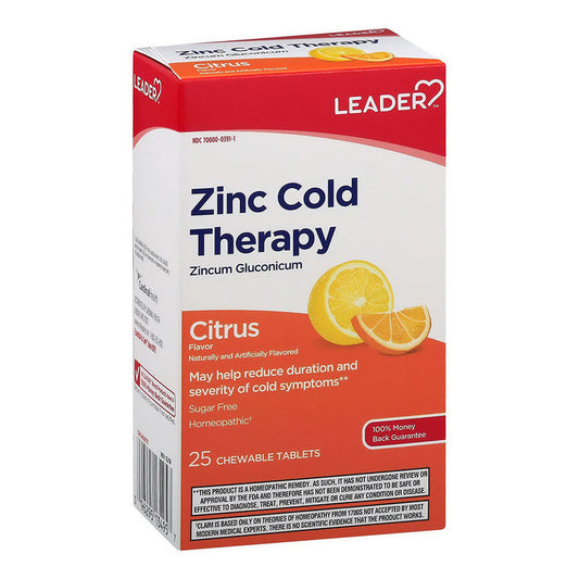 Leader Zinc Cold Therapy, Citrus, Chewable Tablets