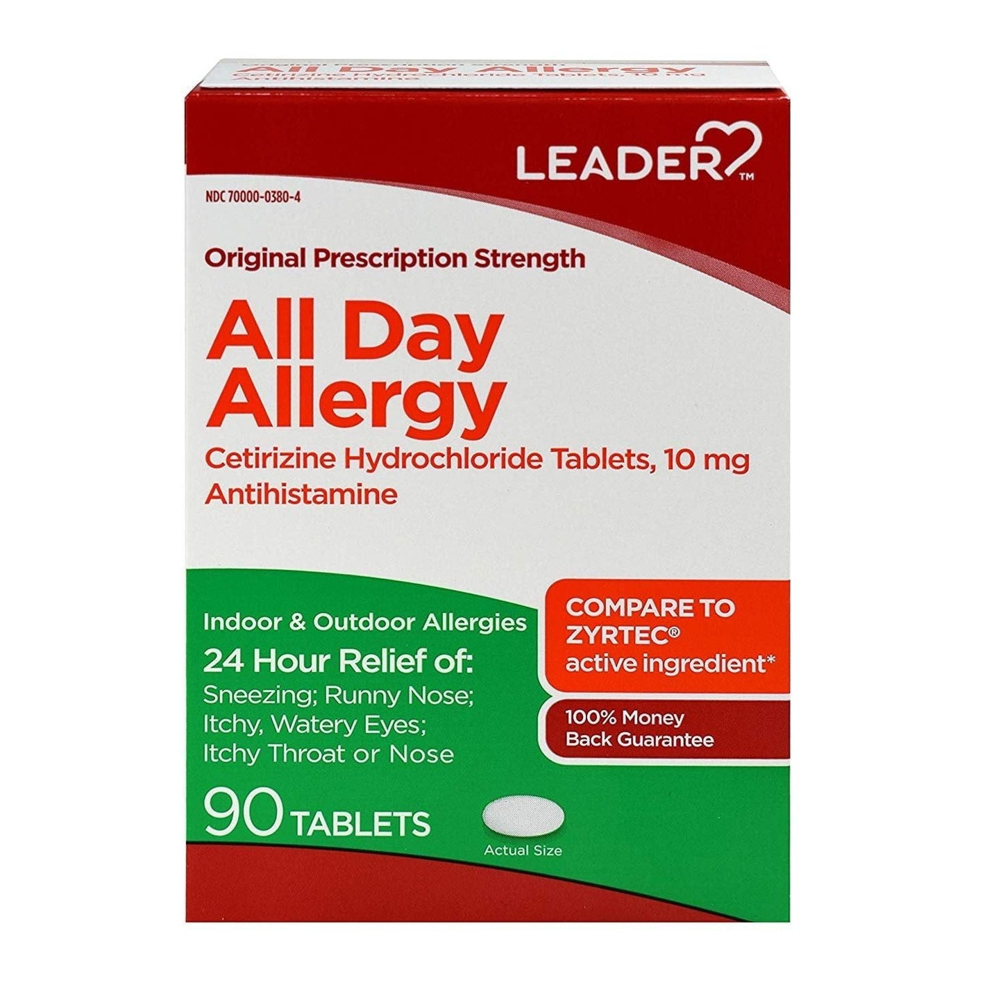 Leader All Day Allergy Relief, 24 Hr, Original, Tablet