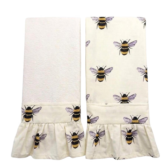 Honey Bee Ruffled Kitchen Towels (Set of 2)