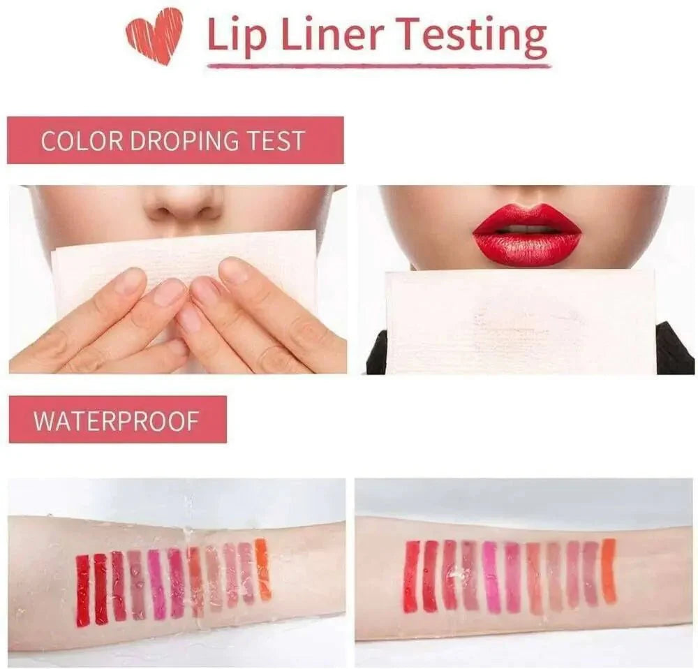 12-Piece Waterproof Lipstick & Lip Liner Set | Matte Finish & Long Lasting