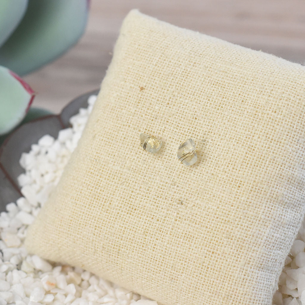 Kara Wire Wrapped Natural Stone Stud Earrings - Osadia Concept Store