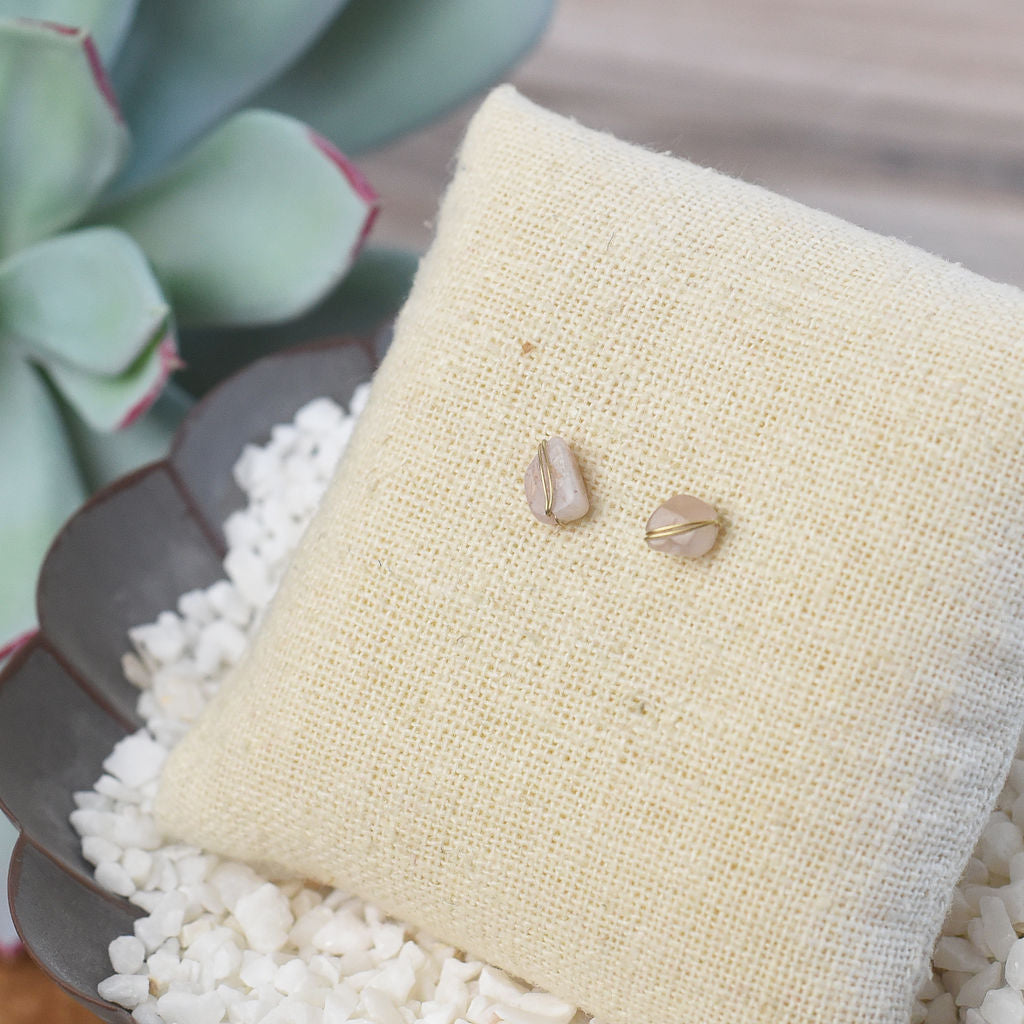 Kara Wire Wrapped Natural Stone Stud Earrings - Osadia Concept Store