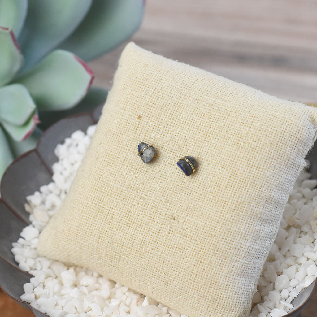 Kara Wire Wrapped Natural Stone Stud Earrings - Osadia Concept Store
