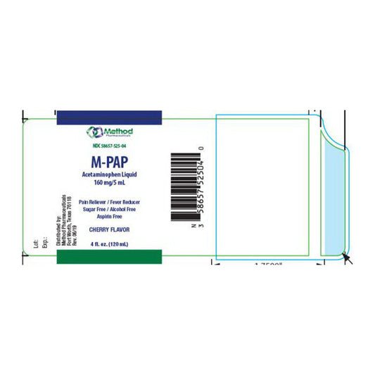 Method Pharmaceuticals Pharma M-PAP Pain Reliever Fever Reducer Cherry Flavor Liquid 4 Oz