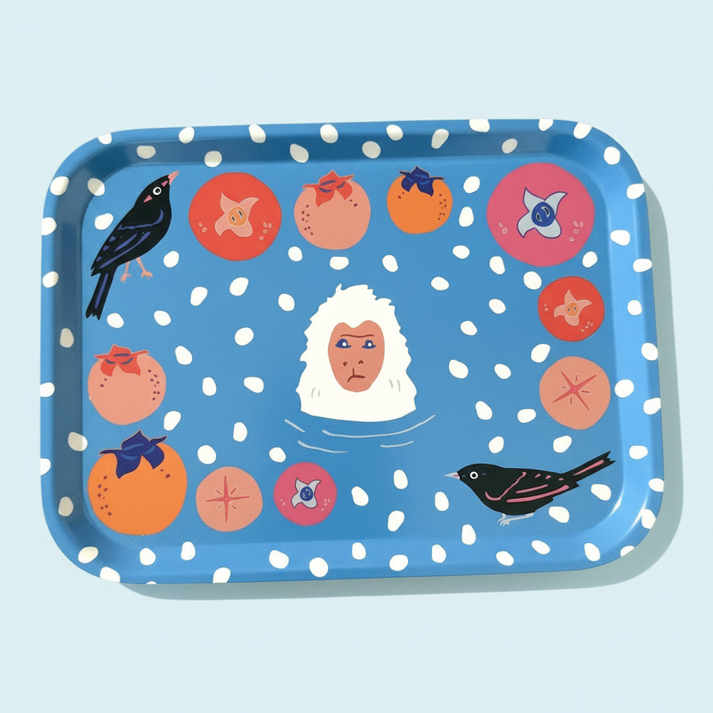 Snow Monkey and Persimmons Tray