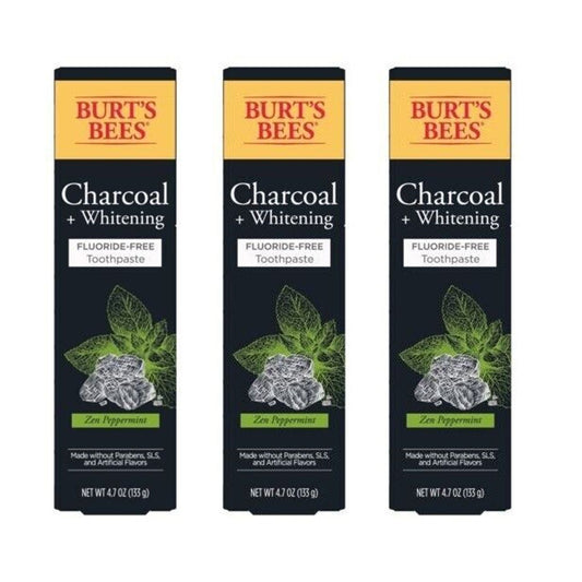 Burt's Bees Toothpaste, Fluoride Free, Zen Peppermint, Charcoal + Whitening 4.7 Oz