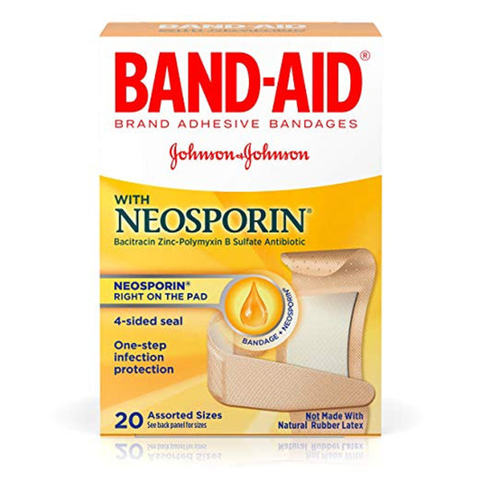 Band Aid Brand Adhesive Bandages Infection Defense With Neosporin Antibiotic Ointment, Pack Of Assorted Sizes, For Wound Care And First