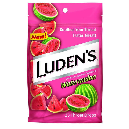 Luden's Deliciously Soothing Throat Drops, Watermelon Flavor, 25 Count