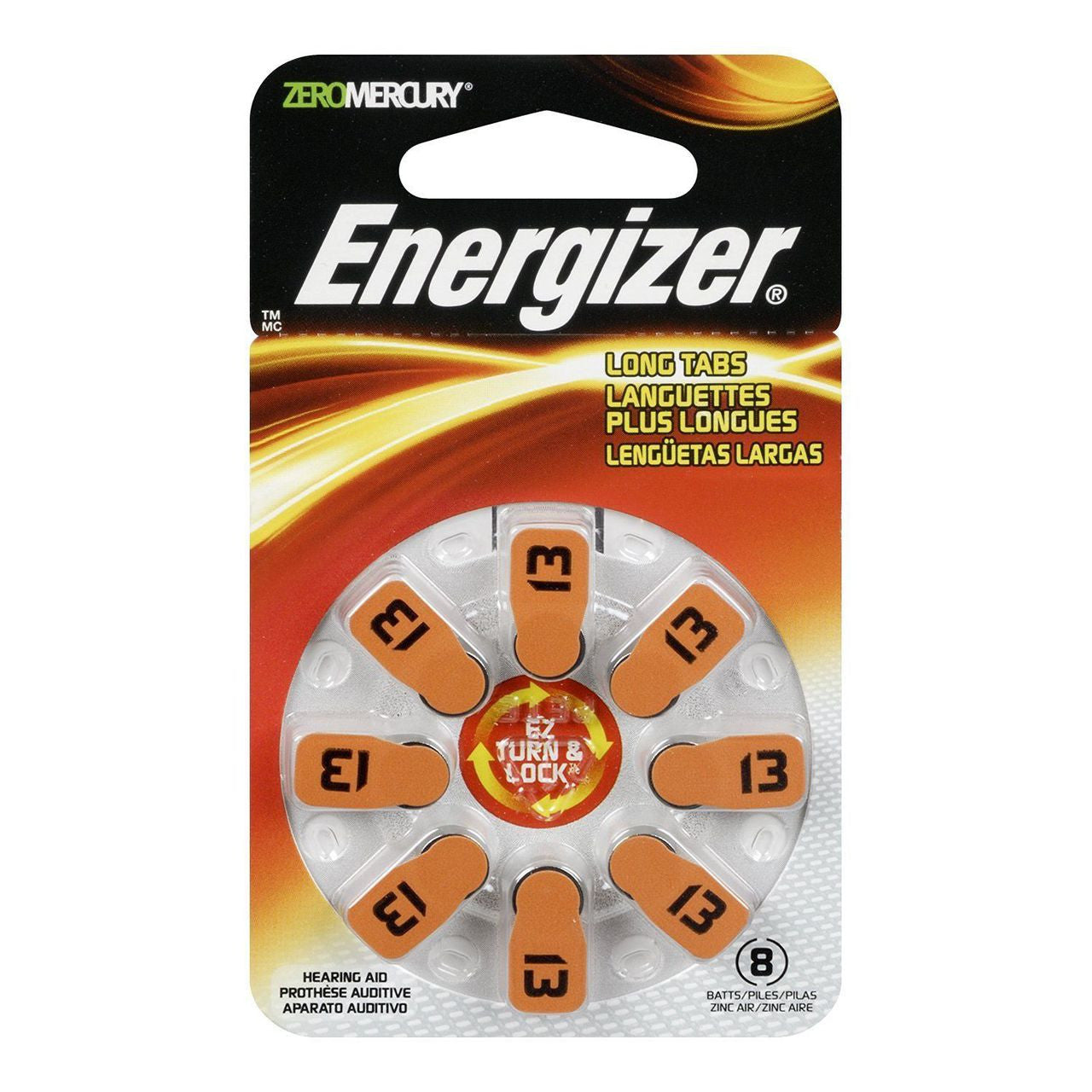 Energizer Hearing Aid Batteries Size 13, Orange Tab