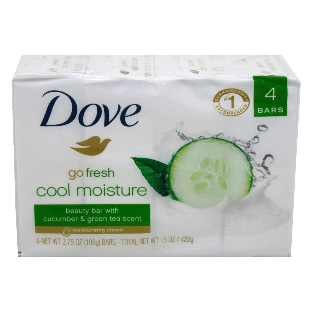 Dove Cool Moisture Beauty Bar Soap, Cucumber & Green Tea, 3.75 Oz X