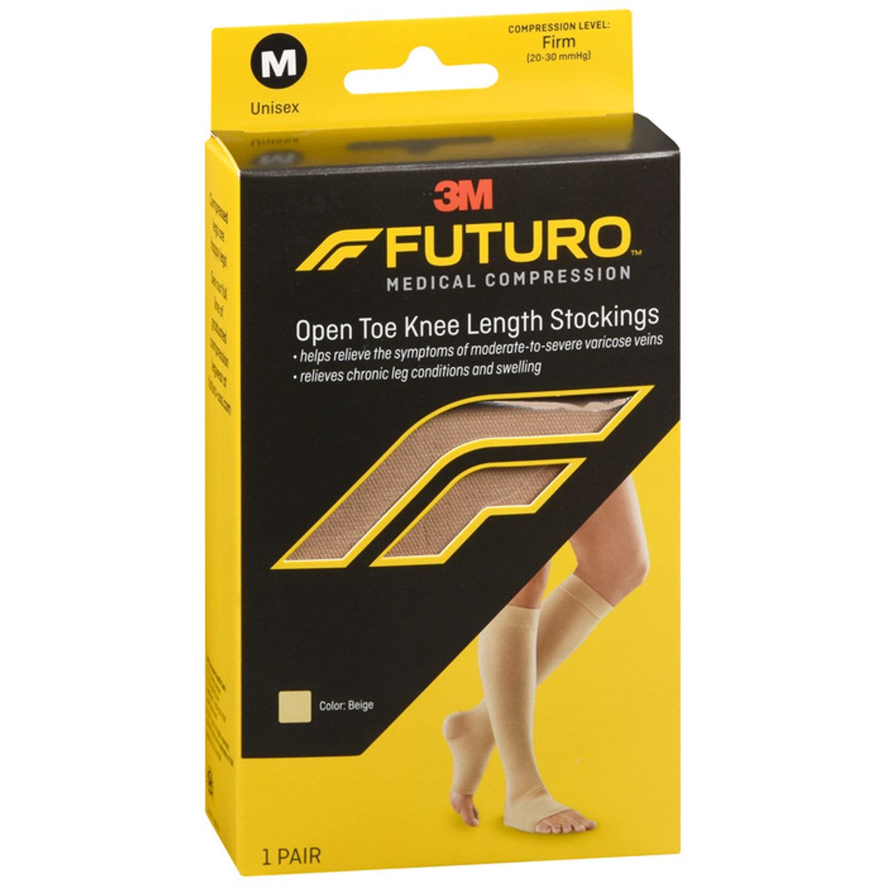 Futuro Stockings, Open Toe Knee Length, Unisex, Medium, Beige