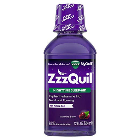 Vicks ZzzQuil Warming Berry Nighttime Sleep Aid Liquid 12 Oz