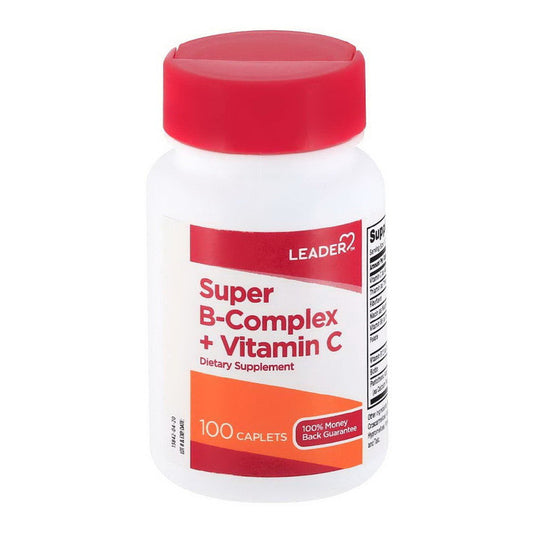 Leader Super B-Complex + Vitamin C Dietary Supplement - 100 Caplets