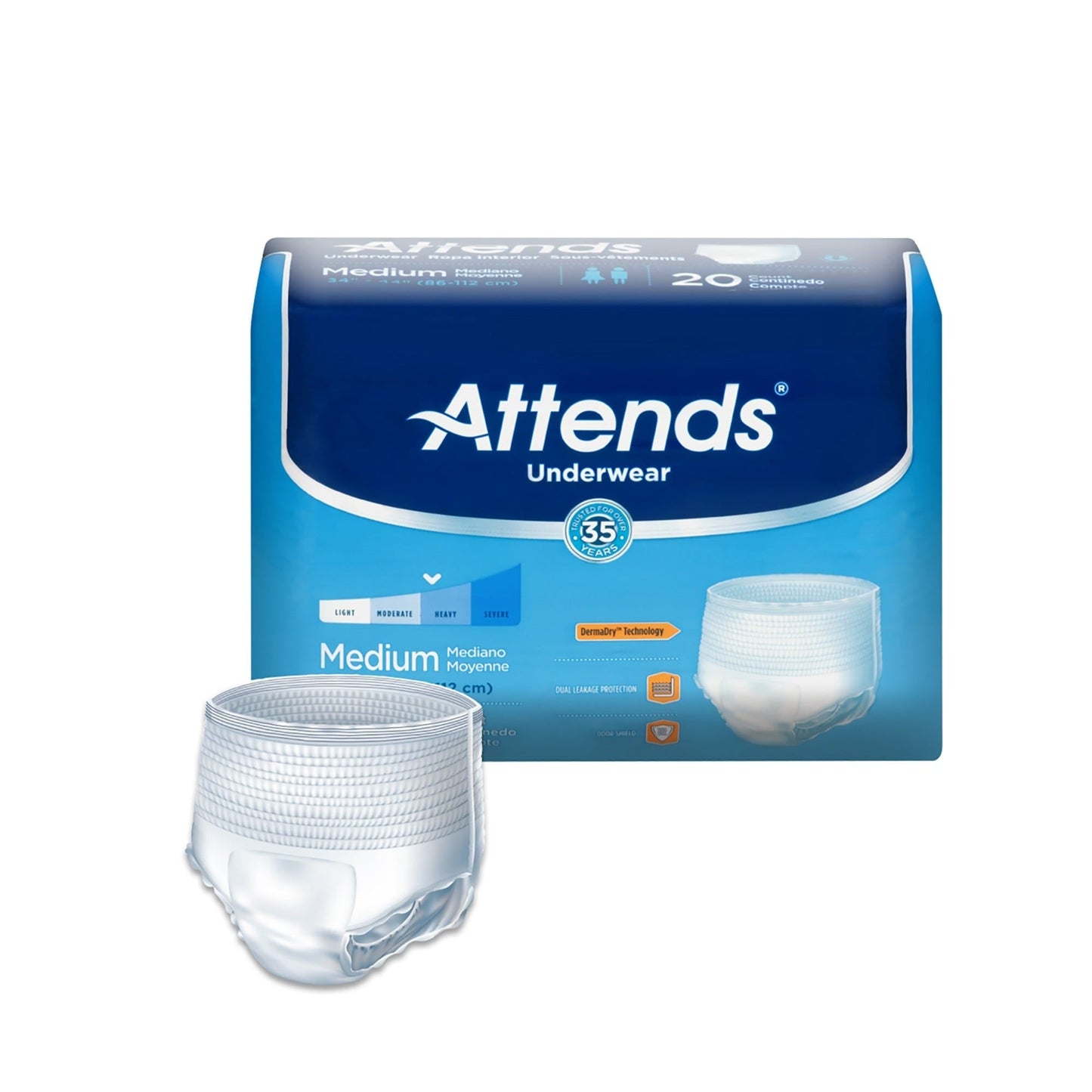 Attends White Medium Adult Moderate Absorbent Underwear