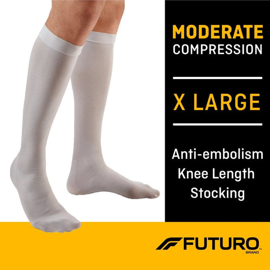 Futuro Anti-Embolism Stockings Knee Closed Toe White Extra Large