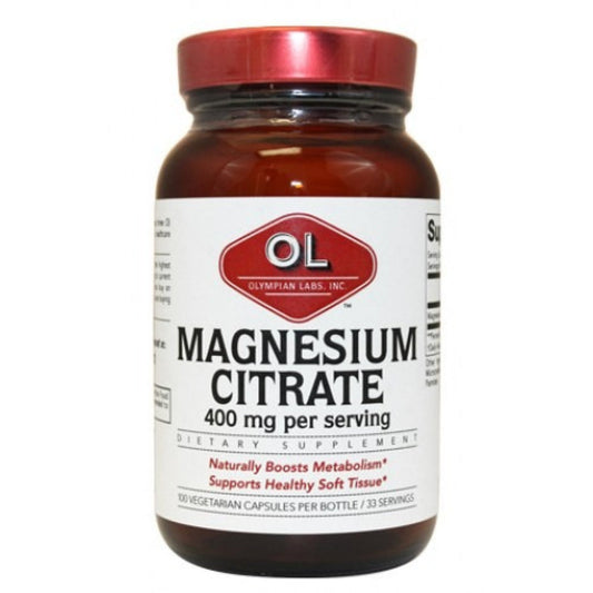Olympian Labs Magnesium Citrate, 400 Mg, 100 Vegetarian Capsules