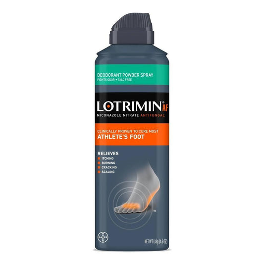 Lotrimin Deodorant Powder Spray, Miconazole Nitrate Antifungal, Athlete's Foot, 4.6 Oz