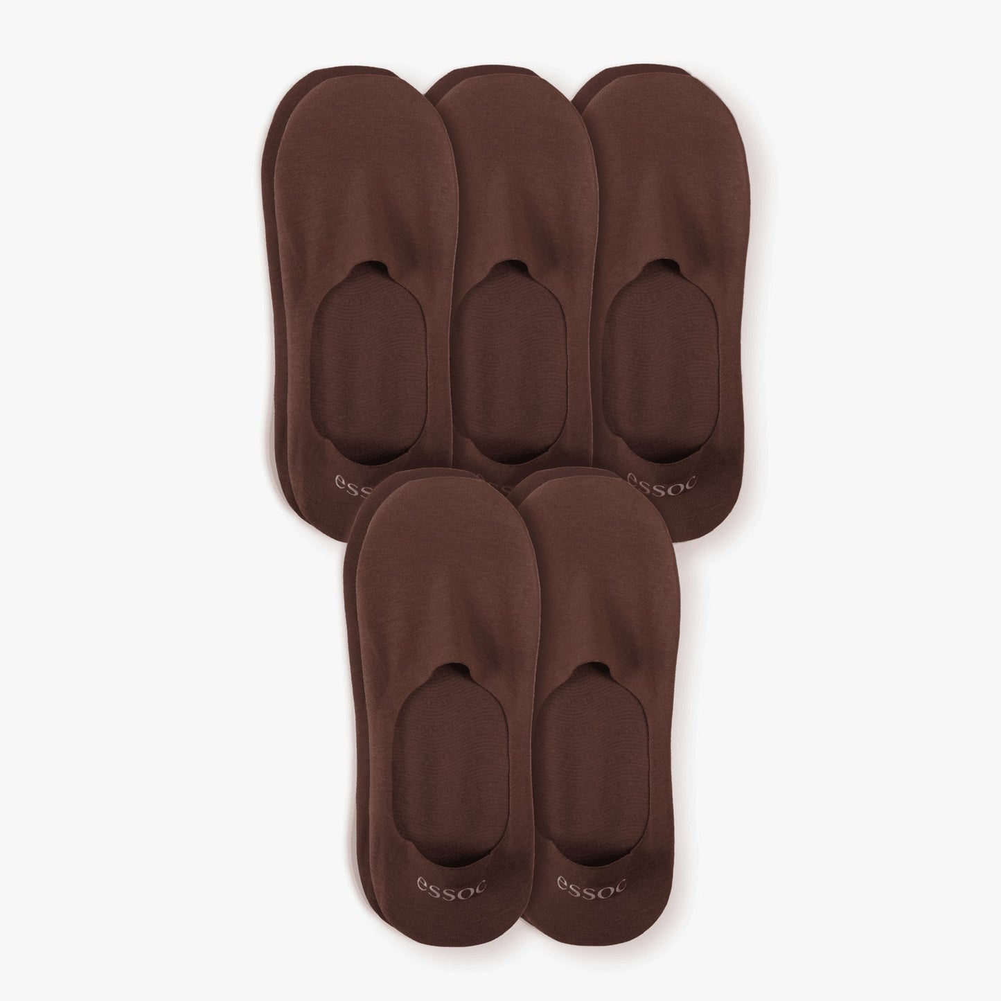 Unisex Cotton No Show Socks 5-Pack | Espresso Brown
