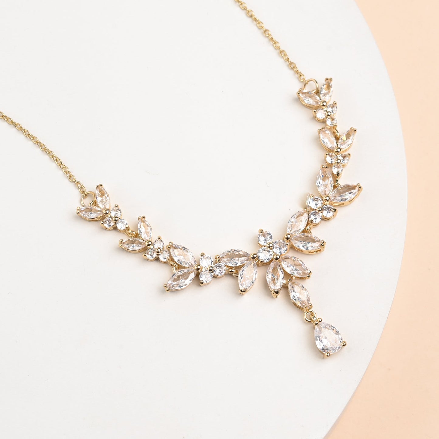 Golden Chandelier Zircon Necklace