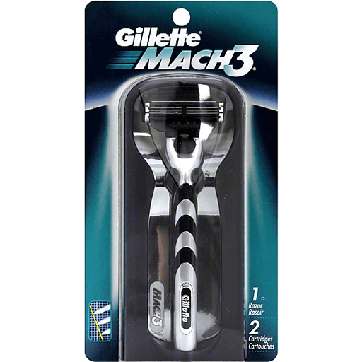 Gillette Mach3 Razor & Replacement Catridges 3 Pc Carded Pack