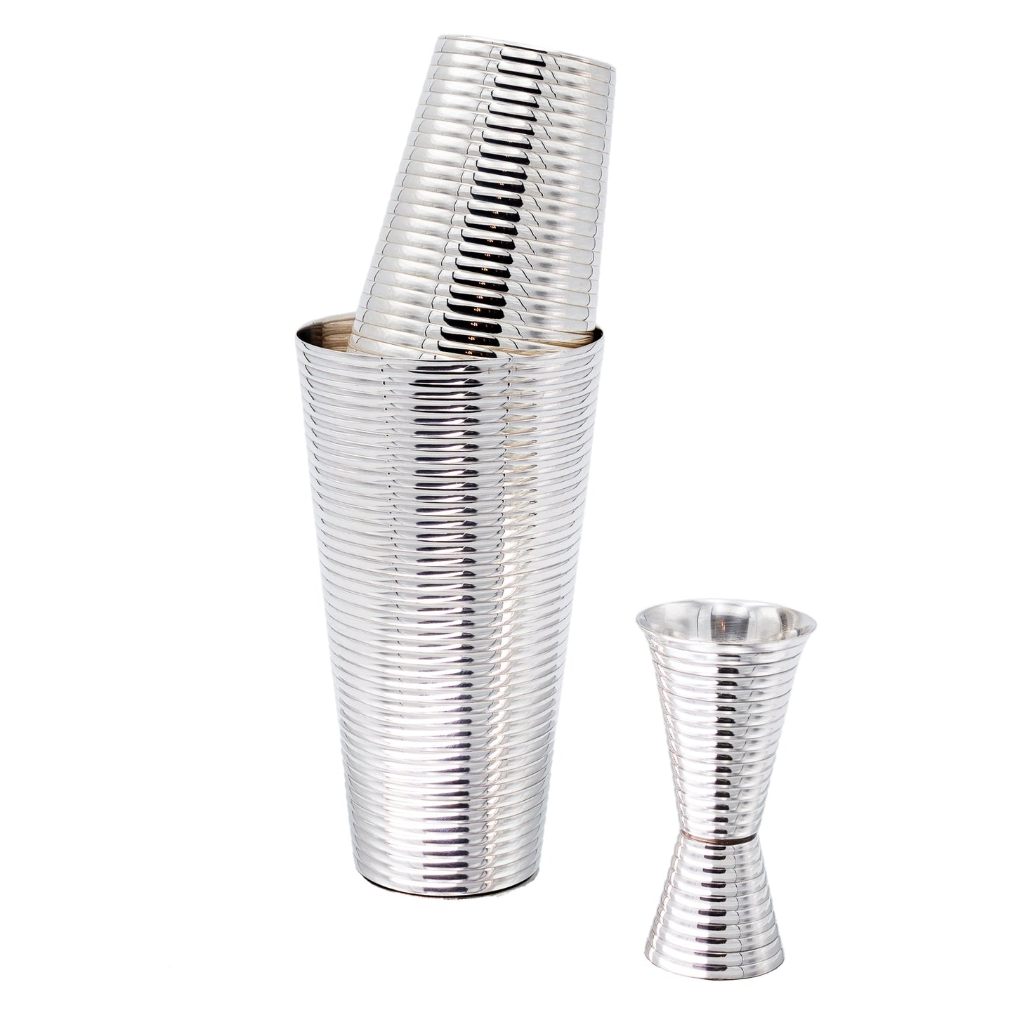 Fluted Silver 3-Piece Cocktail Shaker Set - Osadia Concept Store