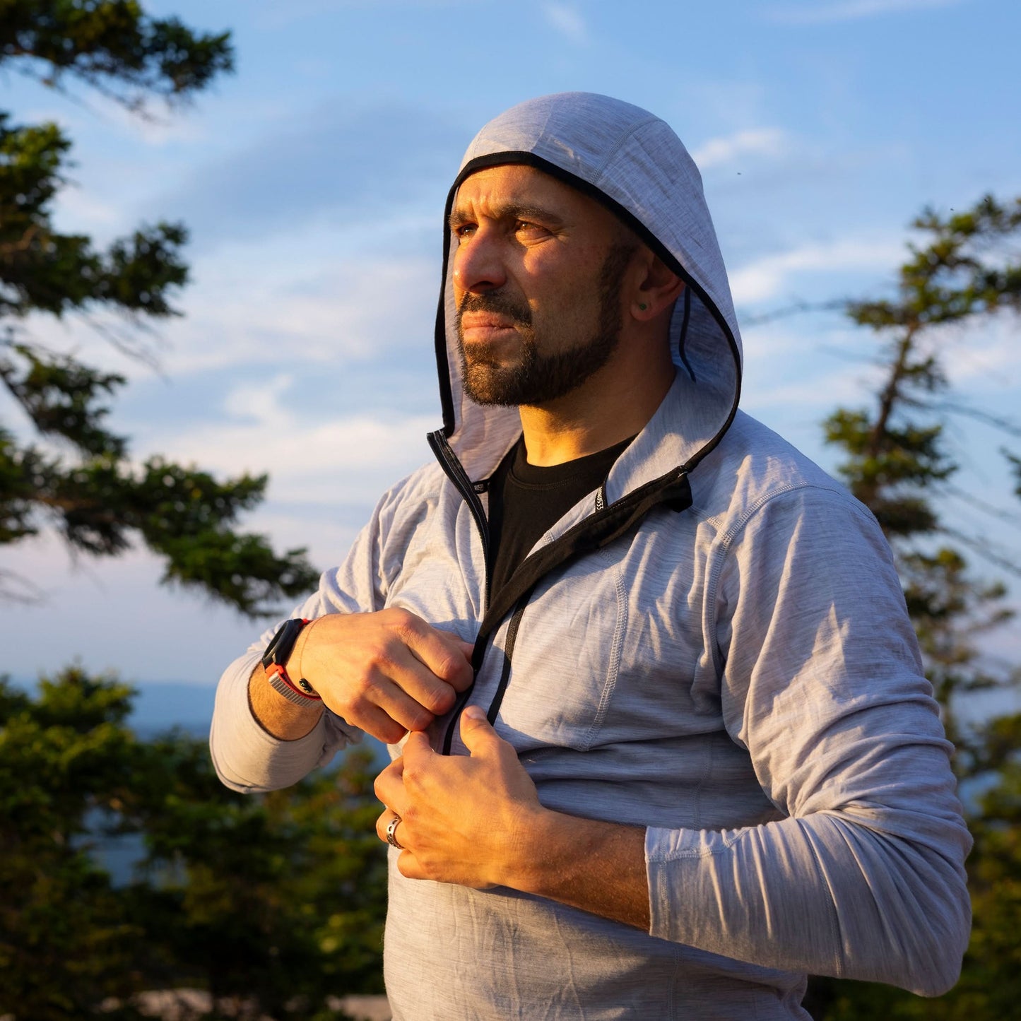 Men's Wool 1/4 Zip Merino Sun Hoodie - Microweight - Osadia Concept Store