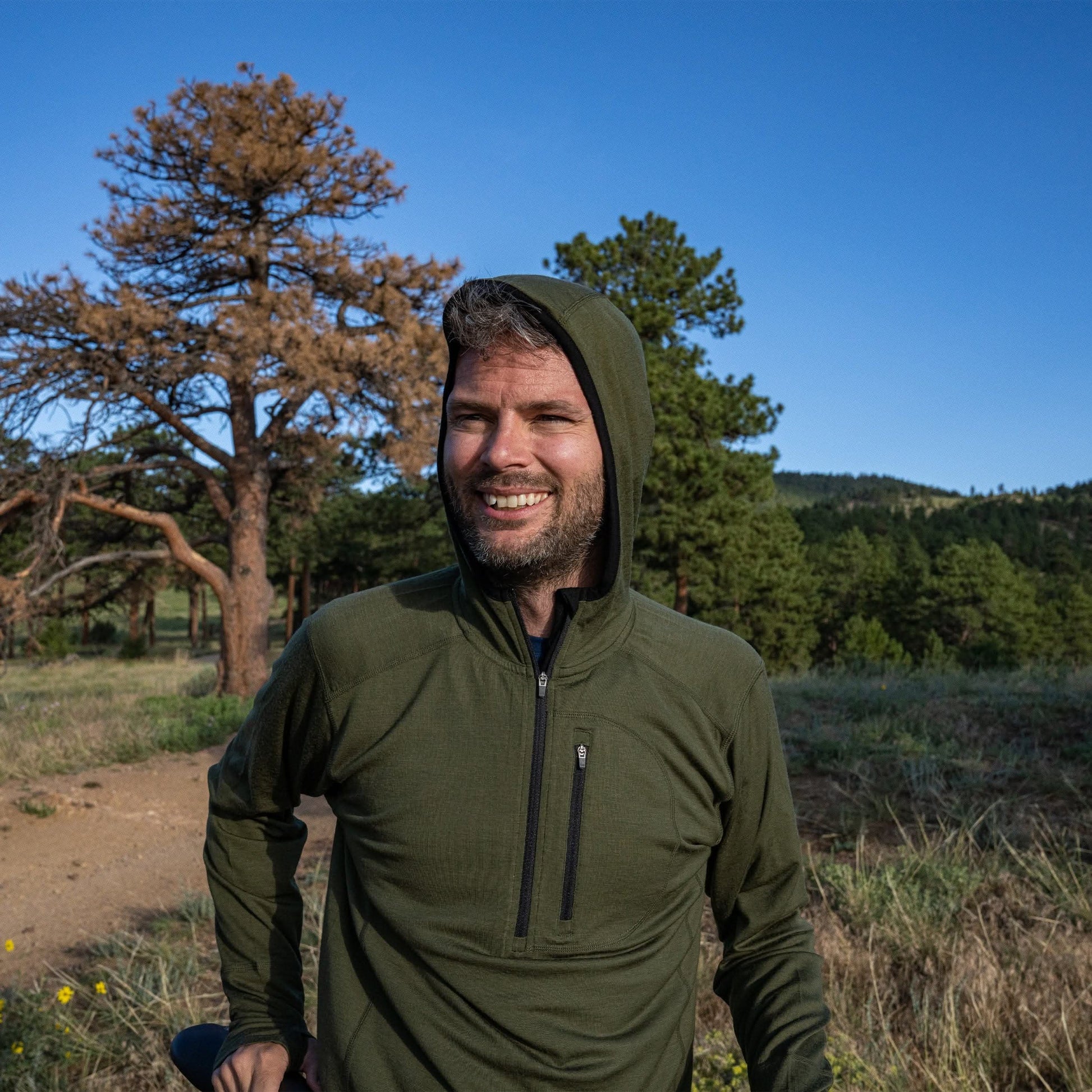 Men's Wool 1/4 Zip Merino Sun Hoodie - Microweight - Osadia Concept Store