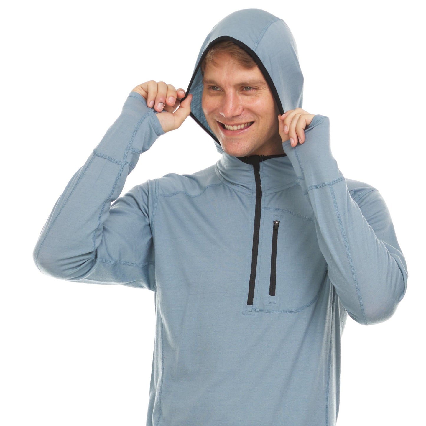 Men's Wool 1/4 Zip Merino Sun Hoodie - Microweight - Osadia Concept Store