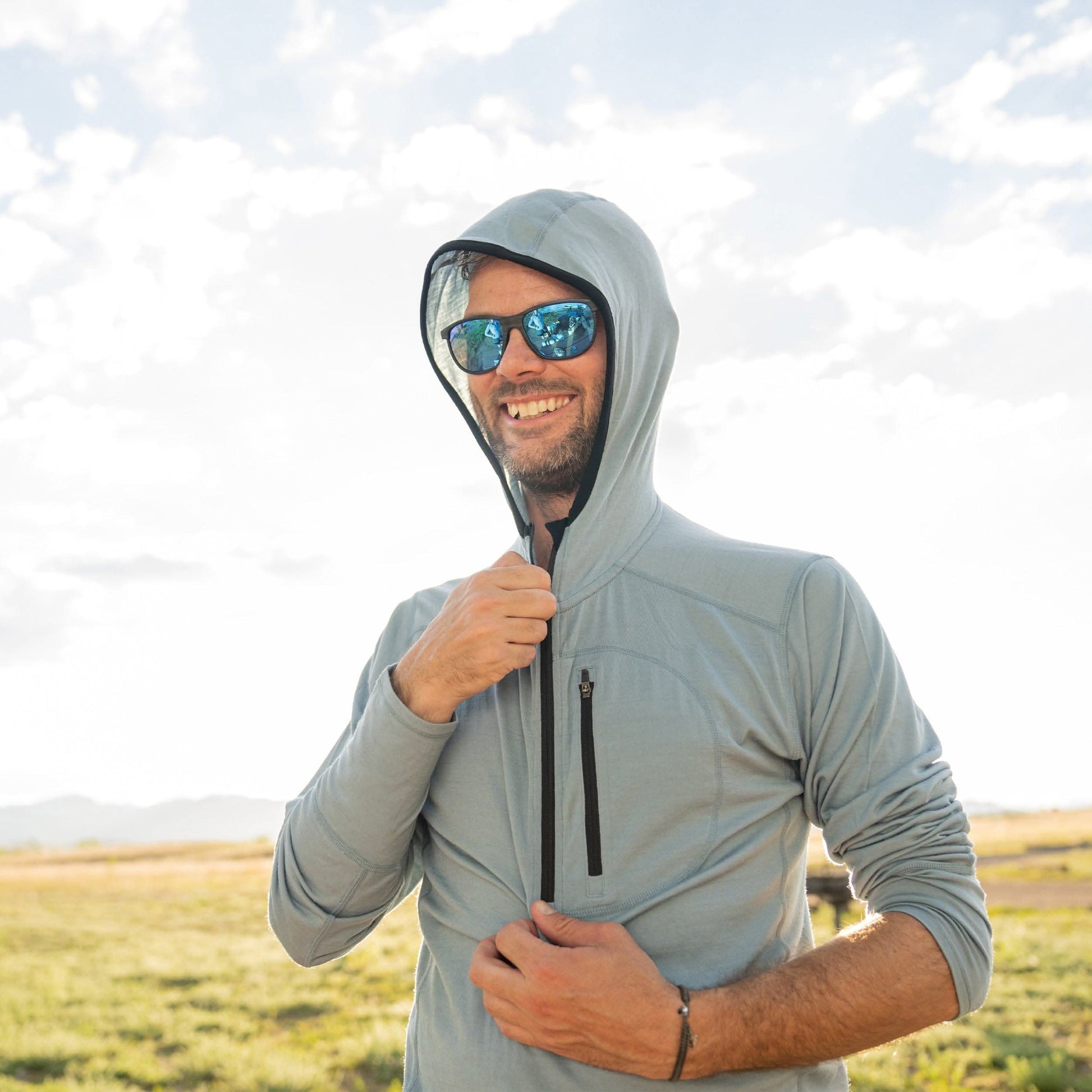 Men's Wool 1/4 Zip Merino Sun Hoodie - Microweight - Osadia Concept Store