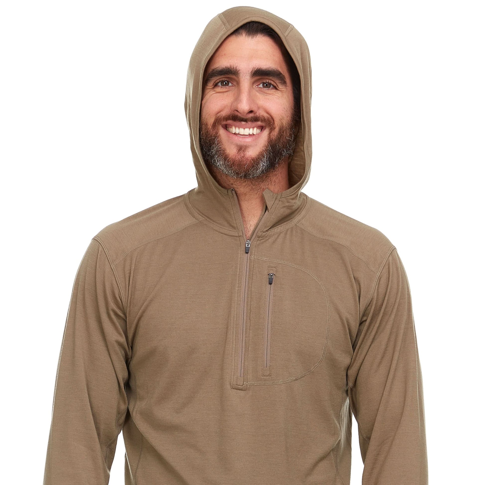 Men's Wool 1/4 Zip Merino Sun Hoodie - Microweight - Osadia Concept Store