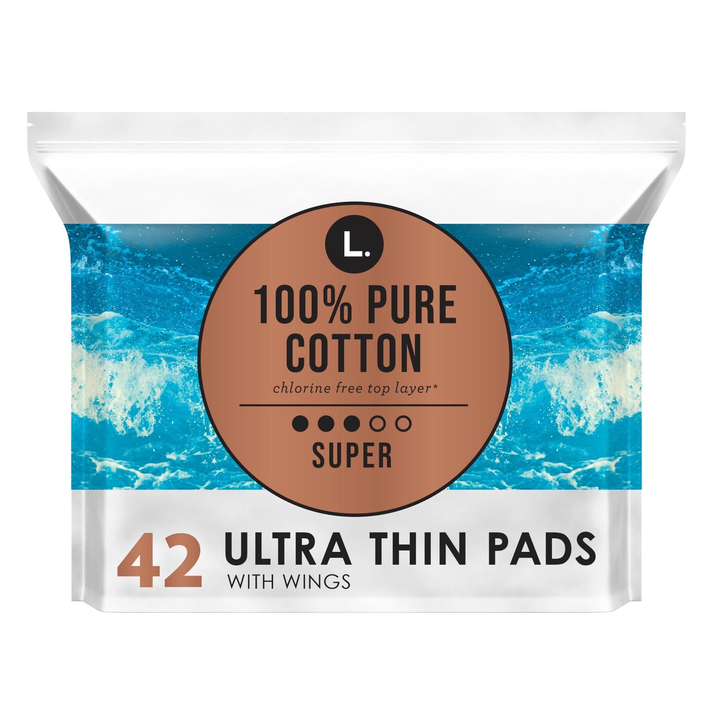 L. Chlorine Free Ultra Thin Pads Super Absorbency, Organic Cotton