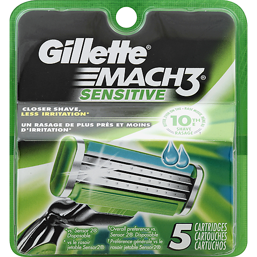 Gillette Mach3 Sensitive Razor Catridges 5 Ct Pack