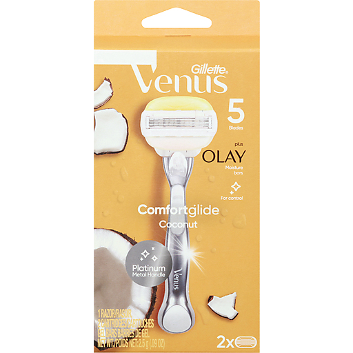 Gillette Venus ComfortGlide Plus Olay Coconut Women's Razor - 1 Handle + 2 Refills